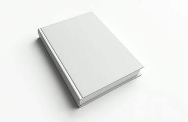 Fototapeta premium Clean hardback book with blank cover on white surface. Perfect for design mockups branding projects and educational templates. Add your art.