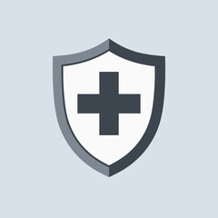 Obraz premium A shield with a cross symbol on a light blue background is shown