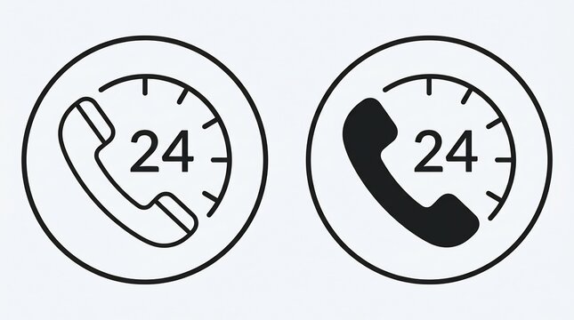 Contact icons representing round the clock phone service