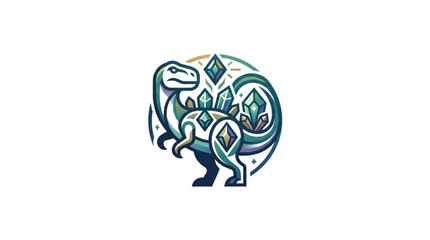 Dinosaur with crystals illustration. © Kakasi