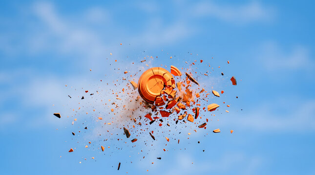 Broken Clay Pigeon Exploding Midair