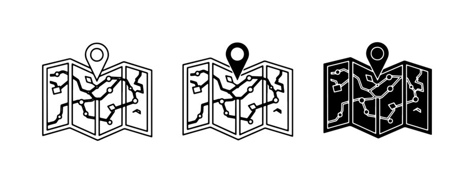 Map Icons, Location Pin, Navigation Symbols. Travel, Direction, Journey Graphics
