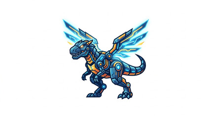 Mechanical Dinosaur with Glowing Wings. © Barokatul
