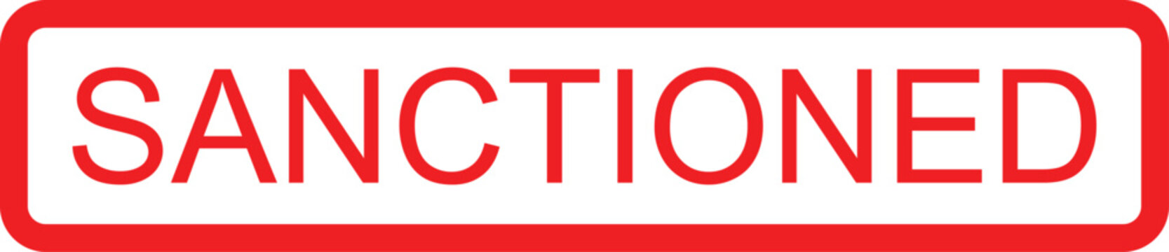 Red bordered sanctioned warning label isolated transparent background design
