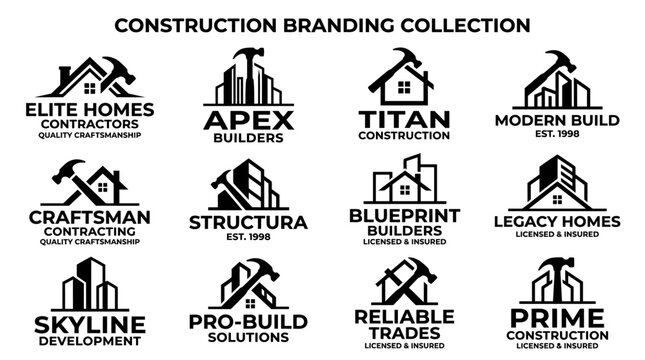 Construction company logos and branding.