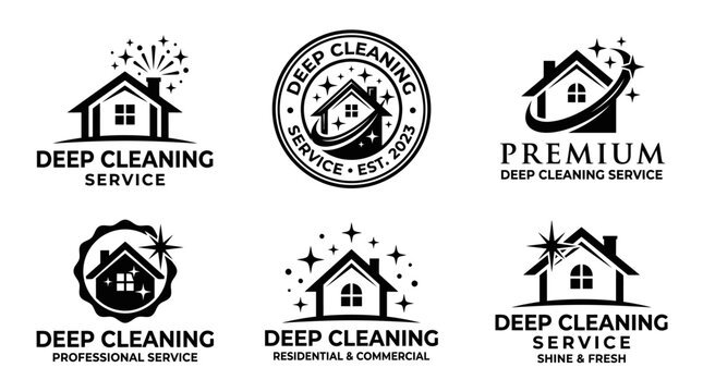 Cleaning Service Logo Design Elements.