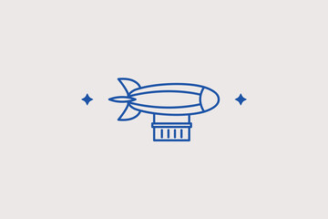 Airship zeppelin line icon for retro aviation concepts. Creative vector illustration for flight history articles. © HenryFord