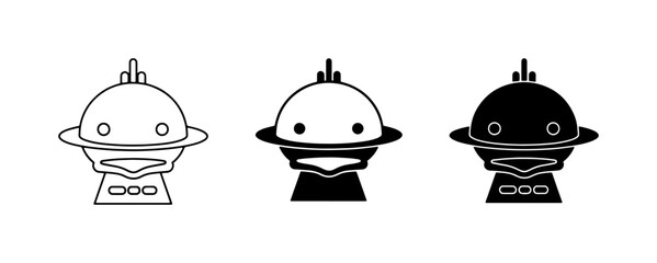 Cute UFO Icons, Spacecraft Vector Set, Alien Flying Saucer Graphics © MdNurul