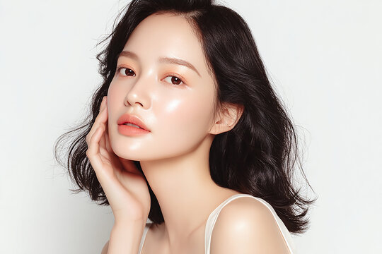 美容, 女性, スキンケア, 化粧品, ビューティー, 若い女性, 美肌, 日本人, アジア人, フェイシャル, メイク, 美容液, 保湿, クリーム, エイジングケア, 美容医療, エステ, 美容クリニック, 肌ケア, ナチュラルメイク, 透明感, ツヤ肌, モデル, 笑顔, ポートレート, クローズアップ, リラックス, 癒し, 健康的, 美白, コラーゲン, ヒアルロン酸, アンチエイジング