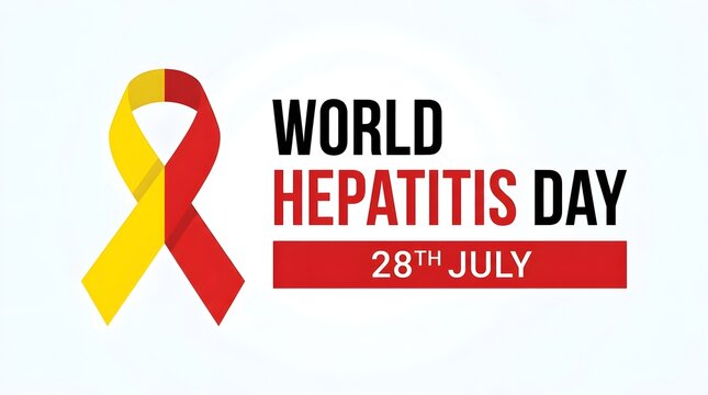 World hepatitis day 28th july awareness banner with ribbon