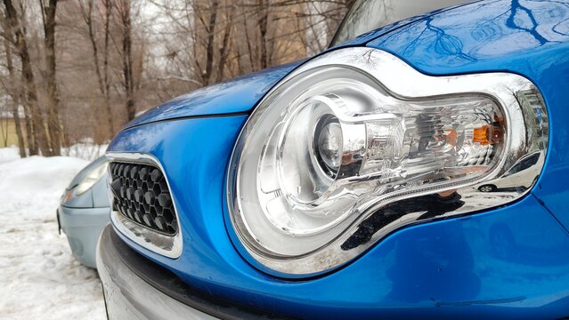 Russia, Samara. February 25, 2025. A front view of the magnificent Japanese car, the Suzuki Hustler.