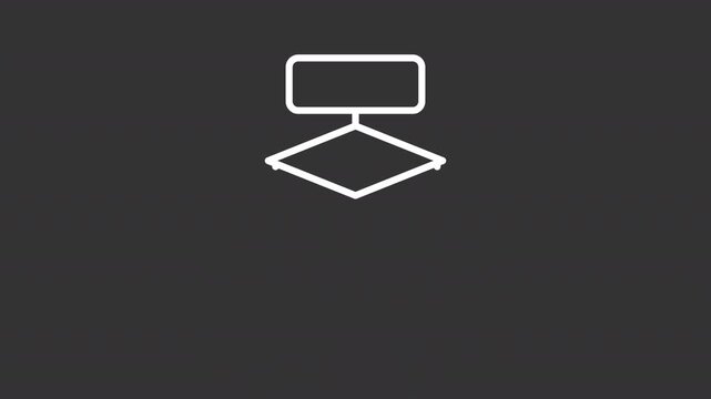 Animated flowchart white line icon. Workflow optimization animation. Effective algorithm of task management. Business planning tools. Isolated element on dark background. Alpha transparent video