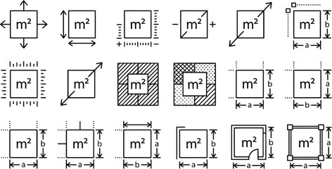 Various square and rectangle area formula illustrations © Nahid