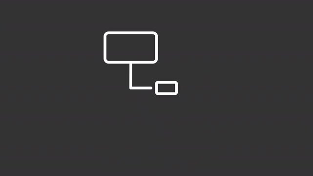 Animated tree structure white line icon. Presentation of business data animation. Hierarchical nonlinear data model. Workflow optimization. Isolated element on dark background. Alpha transparent video