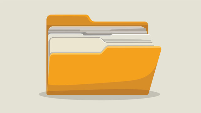 Yellow office file folder containing multiple documents and paper sheets for organization and business data management.