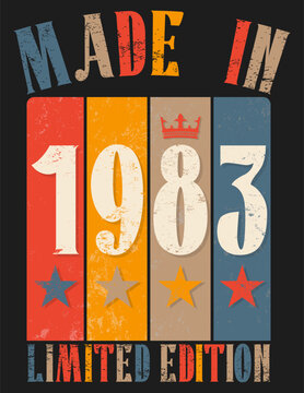 Vintage Retro Style 1983 Birthday Print