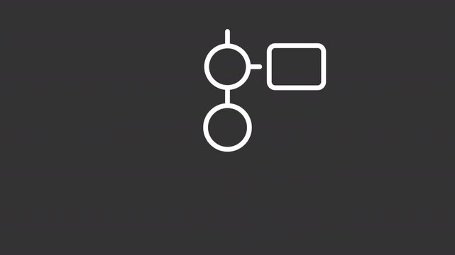 Animated goal flow white line icon. Target setting flowchart animation. Effective strategy. business workflow optimization. Isolated element on dark background. Alpha transparent video