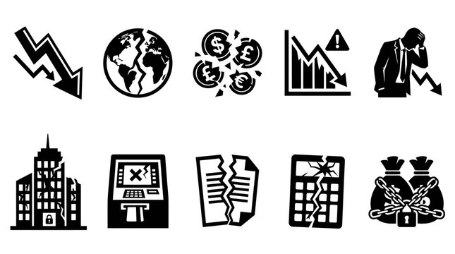 Global Financial Crash and Economic Recession Vector Elements