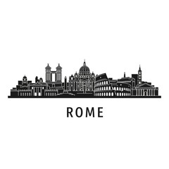 Obraz premium Rome City Skyline Silhouette: Iconic Landmarks - Vector Illustration