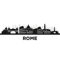 Obraz premium Rome City Skyline Silhouette, Black and White Vector Illustration