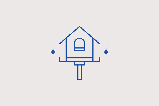 Wooden birdhouse line icon for backyard bird watching. Simple vector illustration for garden decoration stores.