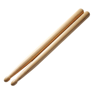 Pair of wooden drumsticks for playing drums.