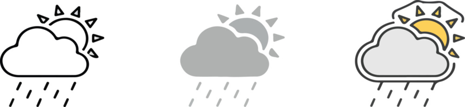 Rain line icon, day and sky, weather sign, vector graphics, a linear pattern on a white background..eps