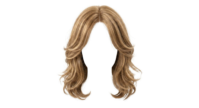 Layered blonde wavy wig on invisible headless mannequin