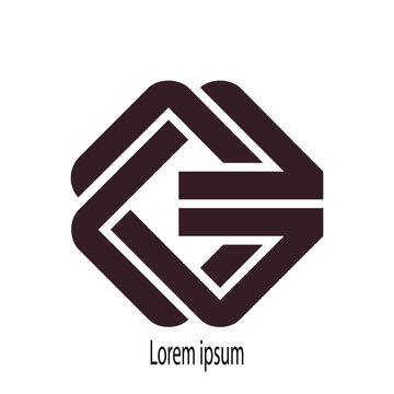 geometric illustration resembling a Penrose square or a monogram initial shape
