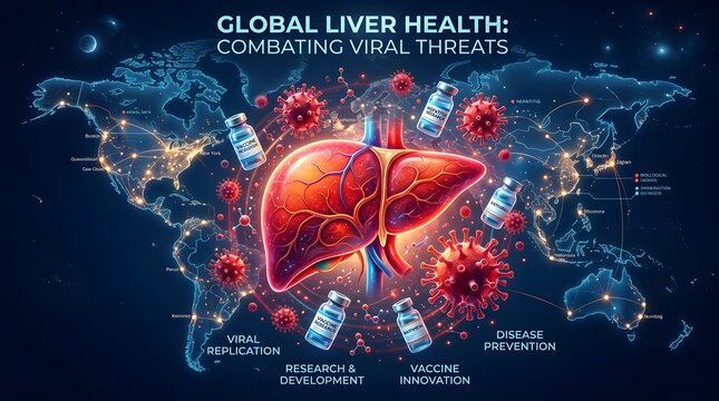 Global liver health and viral hepatitis awareness concept
