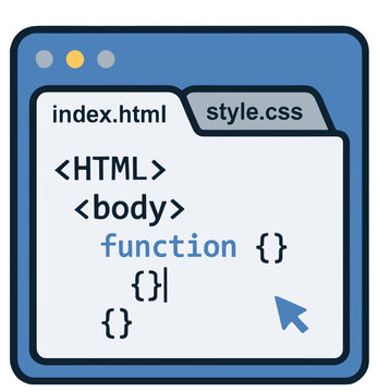 Code Editor Window With HTML And CSS Tabs
