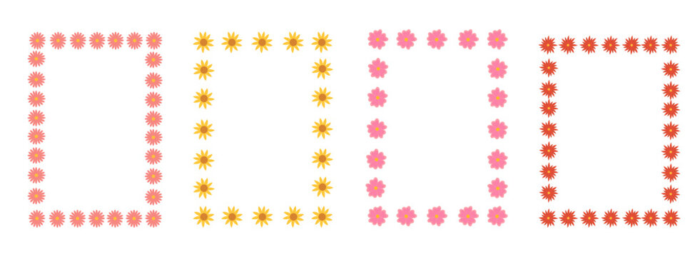Flowers summer rames set. Borders for social media banner, poster, placard, card or party invitation.