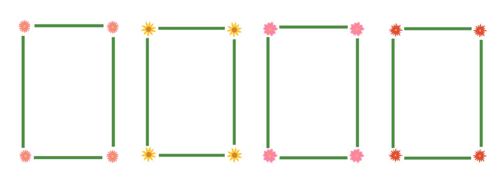 Flowers summer rames set. Borders for social media banner, poster, placard, card or party invitation. vector flat illustration.