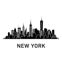 Obraz premium New York City Skyline Silhouette - Black and White Vector Illustration