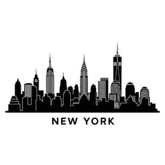Obraz premium New York City Skyline Silhouette - Black and White Vector