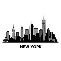 Obraz premium New York Skyline Silhouette: Iconic Cityscape Black and White Vector