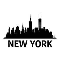 Fototapeta premium Silhouette Cityscape of New York, Black and White Vector