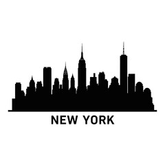 Fototapeta premium Silhouette Cityscape of New York, Black and White Graphic