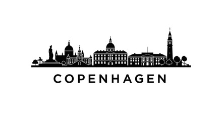 Fototapeta premium Copenhagen Cityscape Silhouette: Iconic Danish Architecture