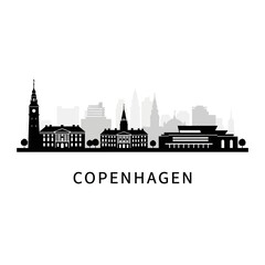 Fototapeta premium Copenhagen City Skyline Silhouette: Vector Illustration