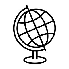Obraz premium Globe Icon Vector Illustration Of A World Map Sphere On A Stand For Education And Travel
