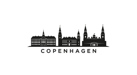Fototapeta premium Copenhagen skyline silhouette on white background