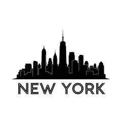 Fototapeta premium New York City Skyline Silhouette - Black and White Vector Illustration