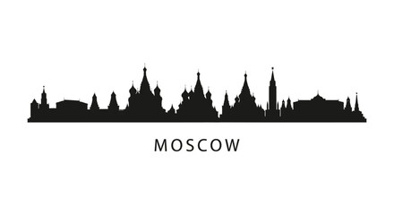 Fototapeta premium Moscow skyline silhouette illustration - black building cityscape on white