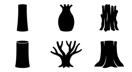 Tree Trunk Silhouettes, Forest Elements, Wood Texture Icons, Nature Graphics, Organic Shapes, Woodland Design Assets © Amaan