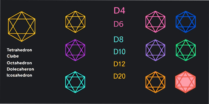 polyhedron shapes on dark background tetrahedron cube