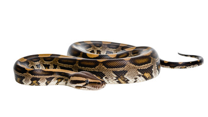 Fototapeta premium Ball python coiled with intricate patterned scales and distinct markings