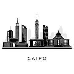 Naklejka premium Cairo Silhouette: Modern Architecture & Cityscape Vector Illustration