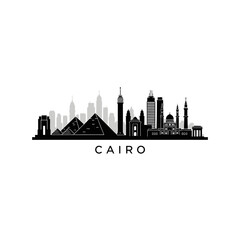 Obraz premium Cairo Silhouette Skyline: Iconic Egyptian Cityscape in Monochrome