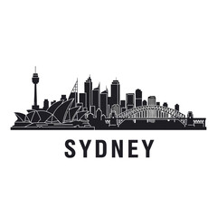 Fototapeta premium Sydney Skyline Silhouette at Night - Australian Cityscape Icon